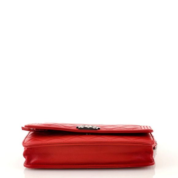 Chanel Boy Wallet on Chain Quilted Lambskin Red - Picture 5 of 7